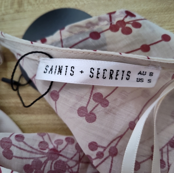 Saints and Secrets dress Pink Floral Flowy Flirty Fit Flare Ruffles Sz New Tag - Picture 6 of 12